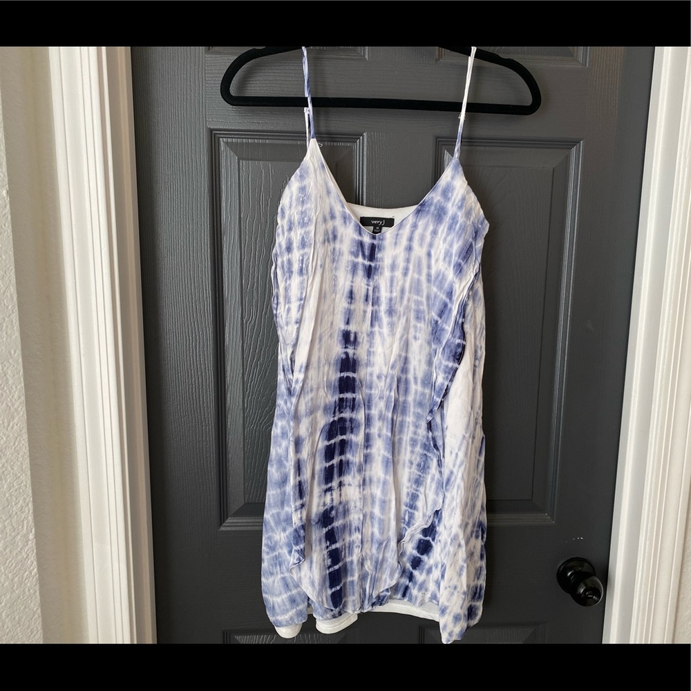 Blue tie dye mini dress with flow
